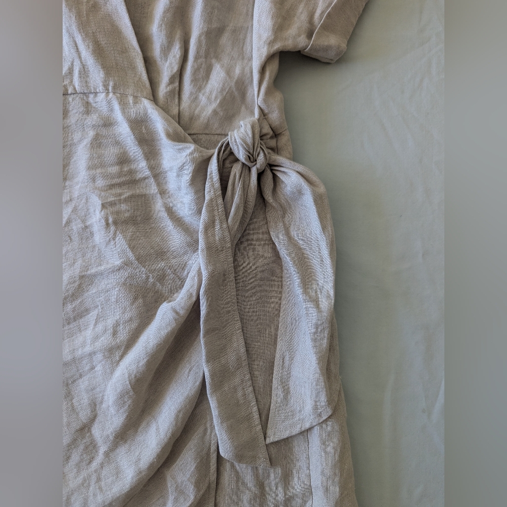 &Otherstories Beige Neutral Linen Wrap Dress - Picture 4 of 9